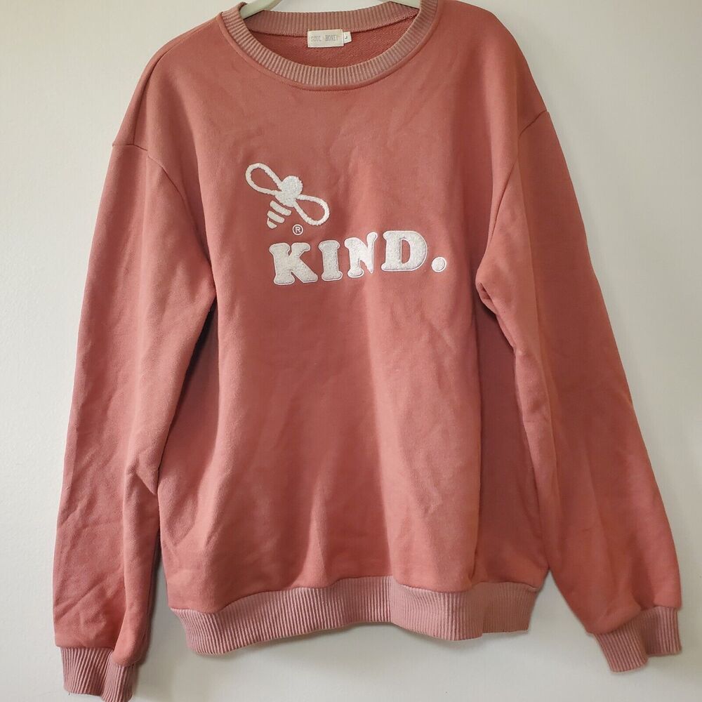 Soul Honey Size L Bee Kind Comfy Sweater Sweatshirt Bee Lover 100% Cotton Terry
